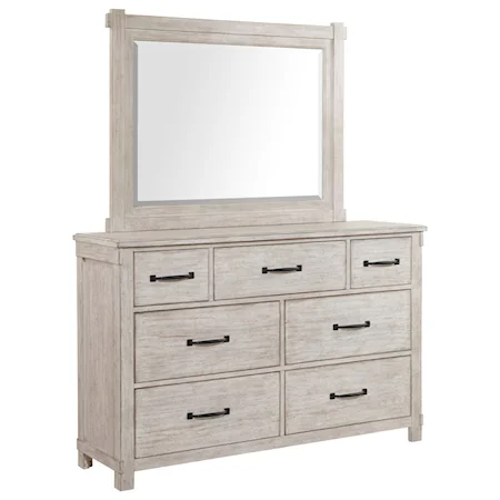 Modern Farmhouse Dresser and Mirror Set